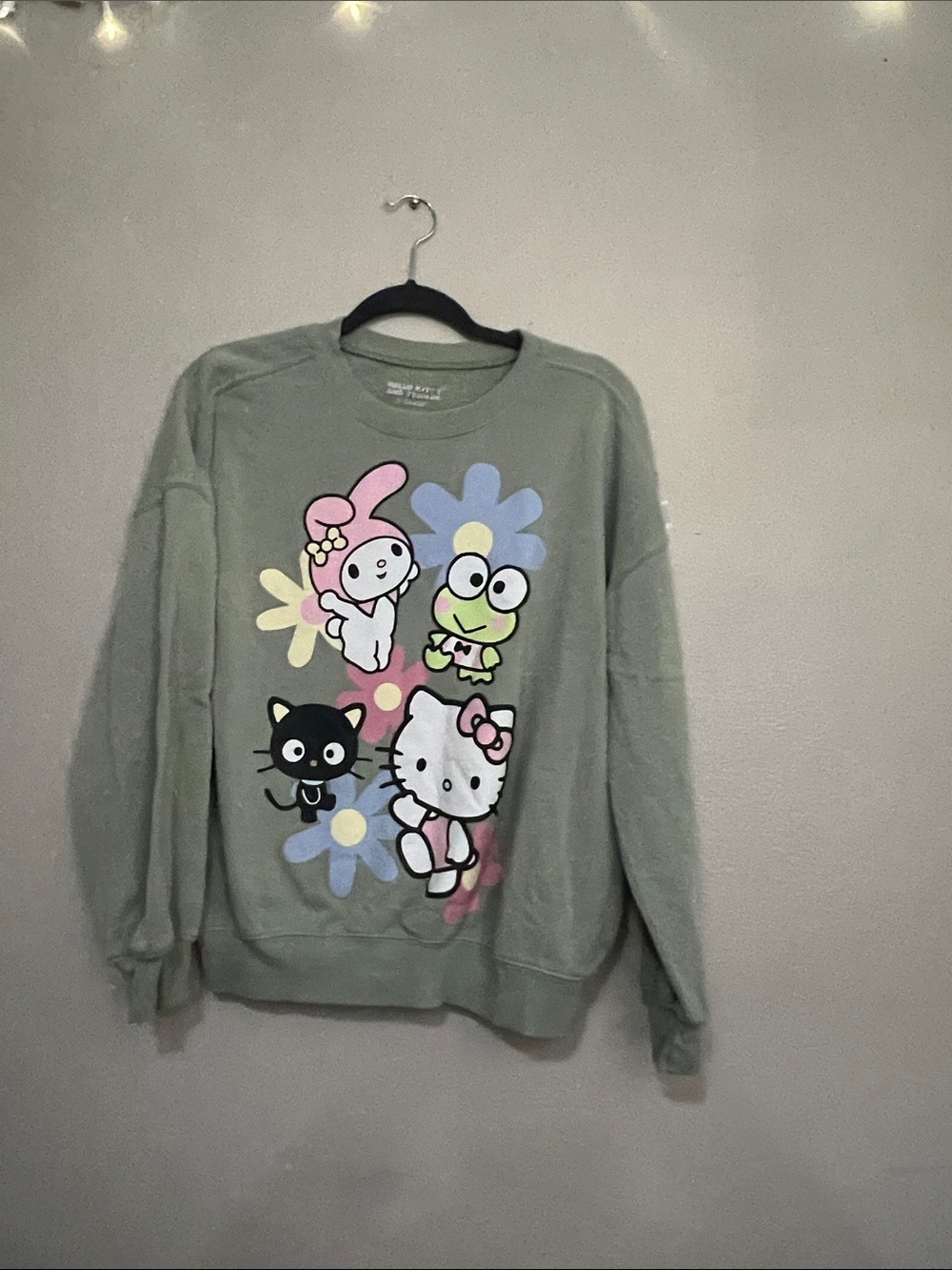 Sanrio Characters Crewneck of Sweater - Sage Green
